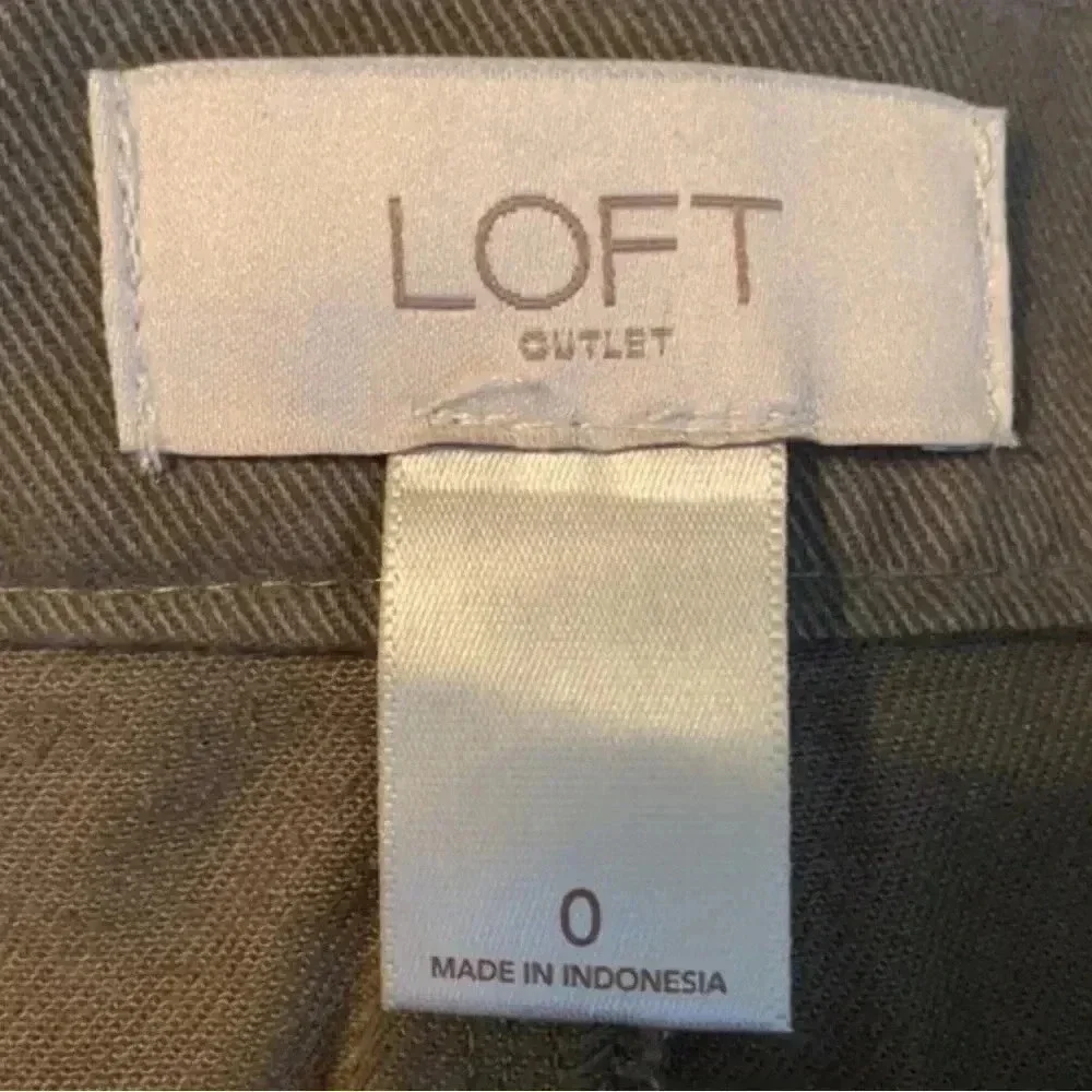 Loft Olive Green Denim Straight Pencil Mini Button Skirt Mid‎ Rise Women Size 0